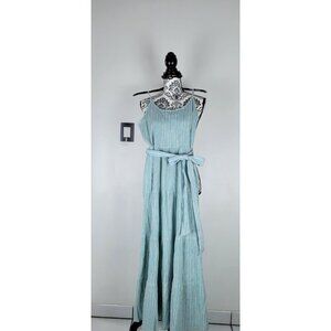 Splendid Dress Womens Size Large Maxi Striped Teal/White